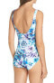 Tommy Bahama Women's 189211 Blue Sculpt Aqua Petals One-Piece Swimsuit Size 14