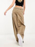 Stradivarius super wide leg jean in faded brown vintage wash