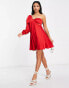 Forever New Petite drape bow shoulder mini dress in red