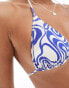 & Other Stories triangle tie bikini top in blue wavy print