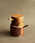 Wooden sugar bowl with spoon