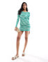 Pull&Bear crochet backless dress in green stripe