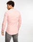 ASOS DESIGN skinny shirt with grandad collar in pink