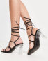 New Look – Sandalen in Schwarz mit Beinschnürung und transparentem Absatz