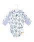 Baby Girls Cotton Long-Sleeve Bodysuits, Blue Toile 3-Pack