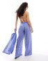 Esmee knit beach trouser co-ord in dusty blue