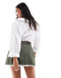 ASOS DESIGN Petite tailored belted mini skirt with exposed lining in khaki