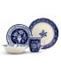 Blue Garden 16 Piece Hand-painted Dinnerware Set