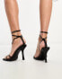 Public Desire Flossy heeled sandals in Black PU