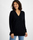 Women's Solid V-Neck Sweater, Created for Macy's