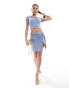 ASOS DESIGN co-ord mini skirt with large trim detail in blue