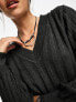 Object knitted rib v neck jumper in dark grey