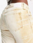 Weekday cotton faded straight leg jeans in brown and white - WHITE