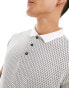 ASOS DESIGN polo shirt in white jacquard