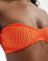 ASOS DESIGN shirred shaped bandeau bikini top in orange