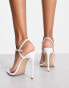 Simmi London Wide Fit Nolan heeled barely there sandals in white patent