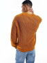 ASOS DESIGN oversized knitted fisherman rib jumper in tan