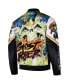 Men's Black/White Ghost Rider Fanimation Satin Full-Snap Jacket