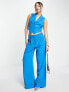 Something New x Emilia Silberg tailored cropped waistcoat co-ord in bright blue