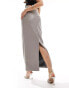 River Island tailored PU column skirt in light grey