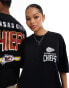 ASOS DESIGN oversized license t-shirt with NFL Kansas City Chiefs prints in black