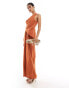 ASOS DESIGN one shoulder draped maxi dress with full skirt in rust