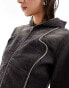 Weekday Portola co-ord hooded denim jacket with piping detail in washed black