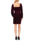 Women's Velvet Smocked Bodice Long Sleeve Dress