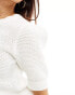 Vila textured cotton knit top in white