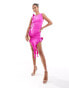 AX Paris slinky sleeveless asymmetric ruffle hem mini dress in pink