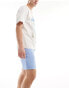 Superdry Drawstring linen shorts in blue/optic