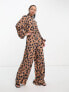 Never Fully Dressed wide leg jumpsuit in leopard print