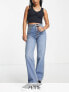 Topshop Petite Kort jeans in mid blue