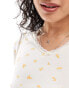 Cotton On fitted crop t-shirt with v neck rosette detail in retro ditsy