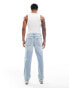 ASOS DESIGN straight jeans in light wash with panelling details