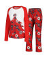 Women's Scarlet Ohio State Buckeyes Tinsel Ugly Sweater Long Sleeve T-shirt and Pants Sleep Set