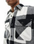 Jack & Jones oversized buffalo check overshirt in white & black