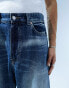 Bershka super baggy washed jeans in blue