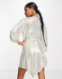 Forever New Petite knot front embellished mini dress in champagne silver