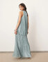 ASOS EDITION ultimate fringe racer neck maxi dress in powder blue