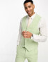 ASOS DESIGN wedding super skinny wool mix puppytooth waistcoat in sage green