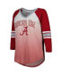 Women's White, Crimson Alabama Crimson Tide Lead Off Ombre Raglan 3/4-Sleeve V-Neck T-shirt