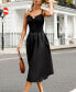 Women's Black Diamond Neck Dual Strap Midi Beach Dress