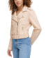 Women's Faux-Leather Belted Hem Moto Jacket