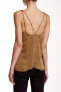 Free People 123753 Womens Scallop Satin Fatigue Olive Camisole Top Size Small