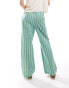 Mango straight leg stripe trousers in green and blue