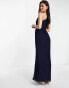 Yaura Bridesmaid drape one shoulder maxi dress in navy