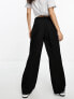 Stradivarius Petite tailored straight trouser in black