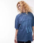 Topshop graphic studio sounds 1990 oversized tee in blue