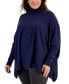 Plus Size Solid Turtleneck Poncho Sweater, Created for Macy's